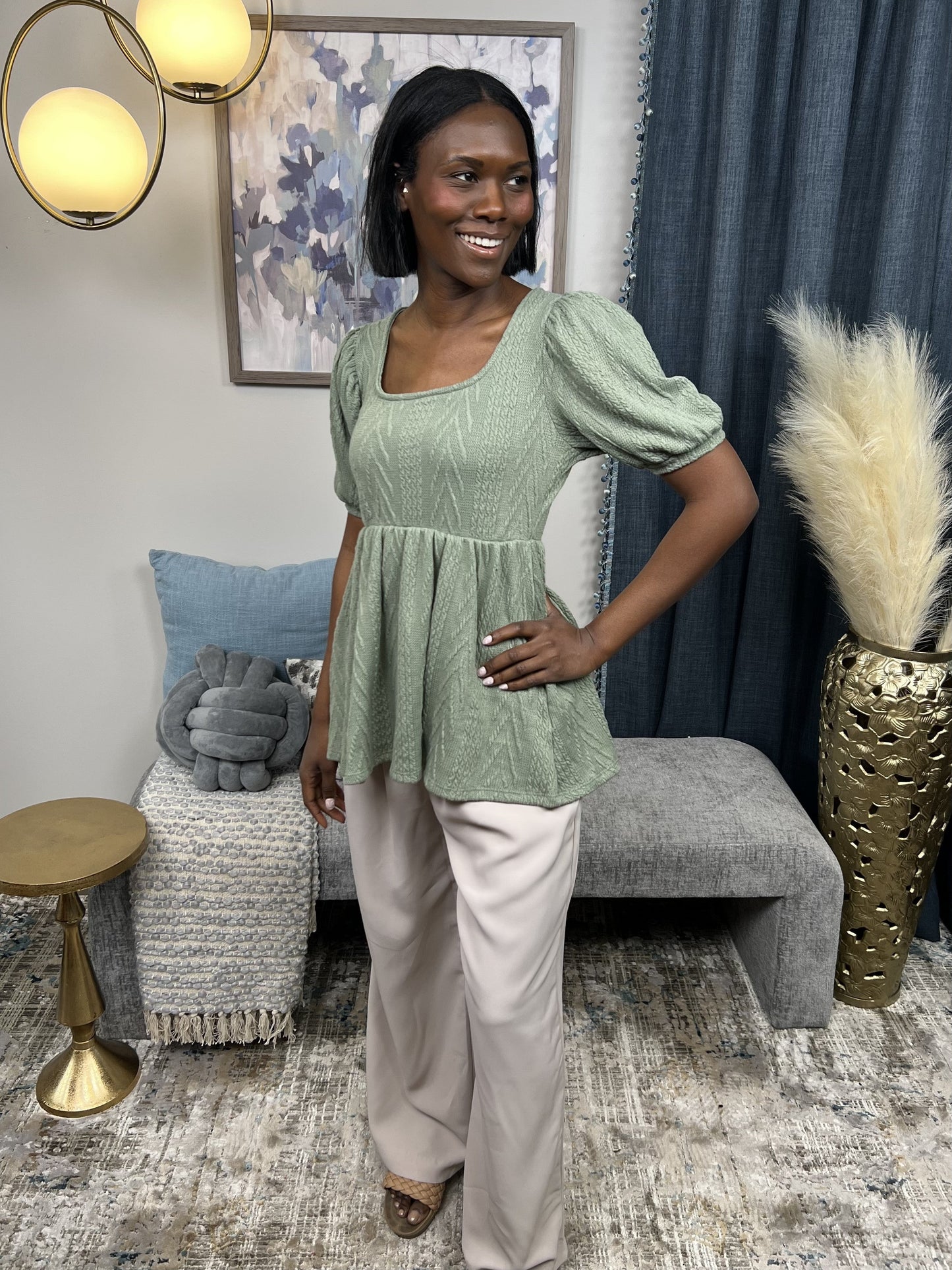 Loving You Is Easy Women's Cable Knit Peplum Top