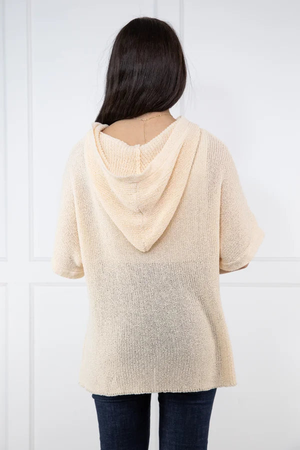 Driftwood Daydreams Women's Hooded Short Sleeve Sweater