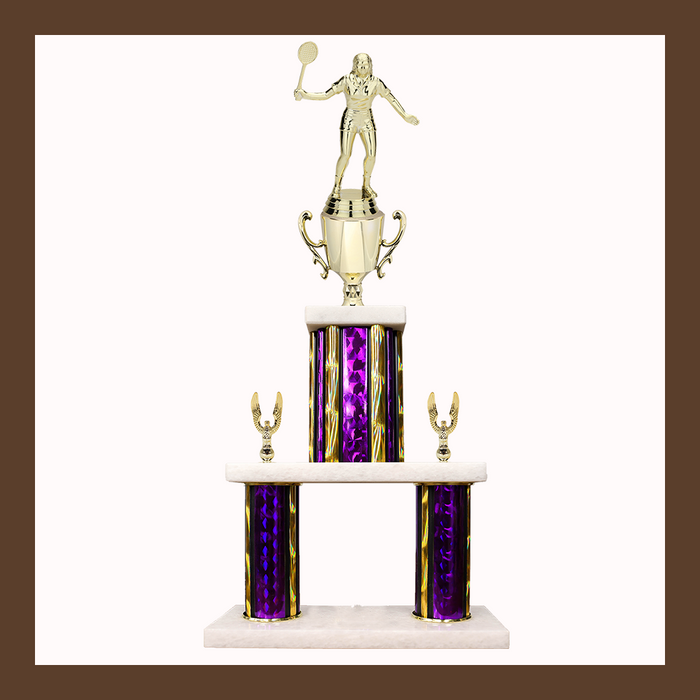 Badminton Marble Mini Two Poster Trophy With Cup