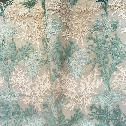 BARBADOS - CORAL PATTERN CUT VELVET UPHOLSTERY FABRIC BY THE YARD