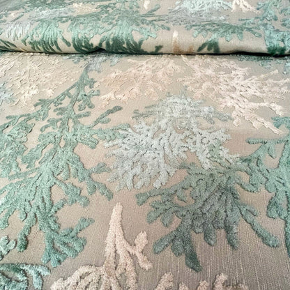BARBADOS - CORAL PATTERN CUT VELVET UPHOLSTERY FABRIC BY THE YARD