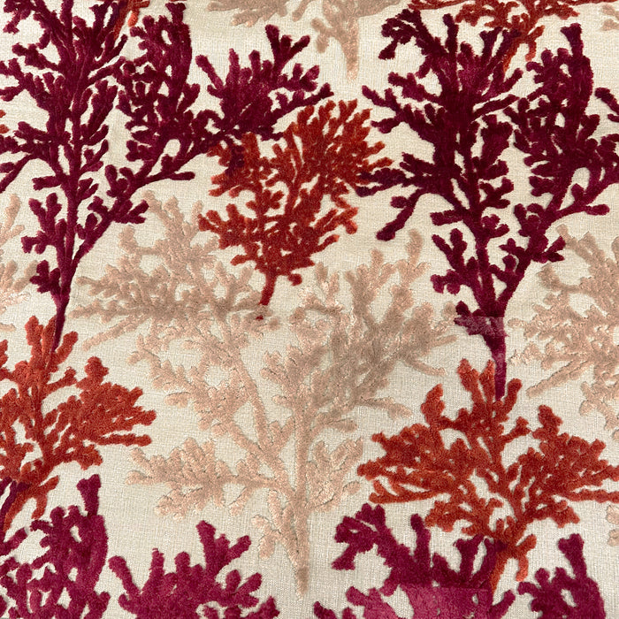 BARBADOS - CORAL PATTERN CUT VELVET UPHOLSTERY FABRIC BY THE YARD
