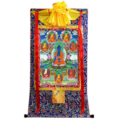 Bhaisajyaguru - Eight Medicine Buddhas - Tibetan thangka painting, view 4
