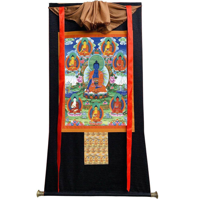 Bhaisajyaguru - Eight Medicine Buddhas - Tibetan thangka painting, view 8