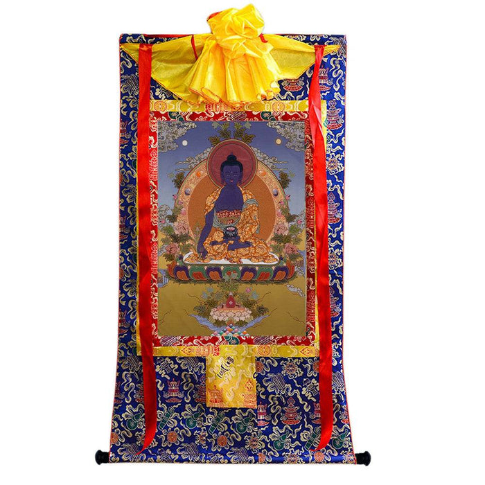 Bhaisajyaguru - Medicine Buddha - Tibetan thangka painting, view 4