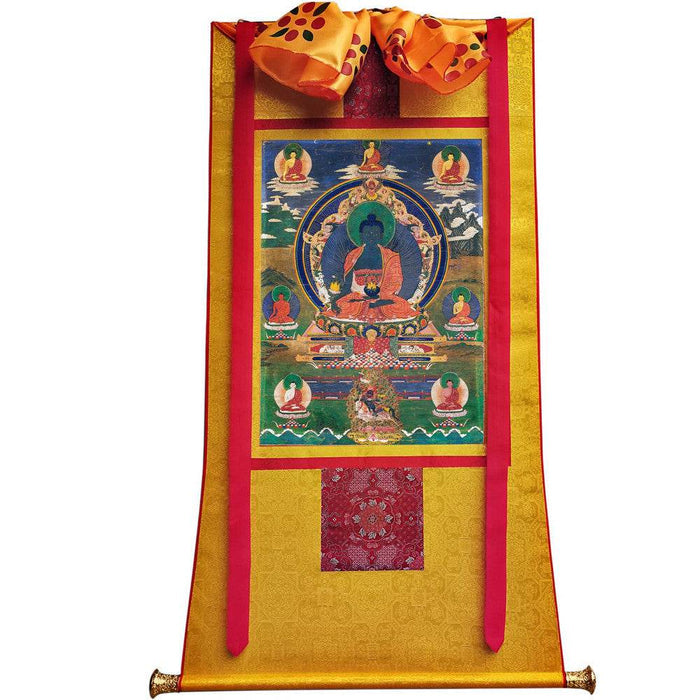 Bhaisajyaguru - Medicine Buddha - Tibetan thangka painting, view 6