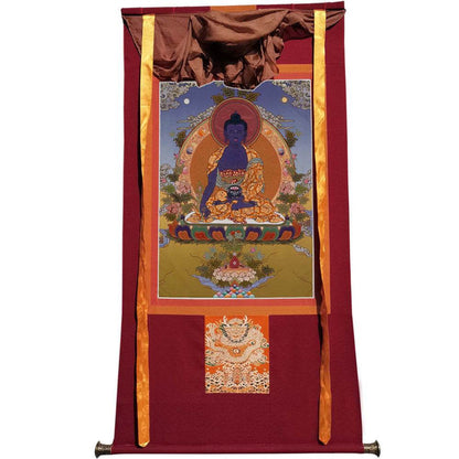 Bhaisajyaguru - Medicine Buddha - Tibetan thangka painting, view 7
