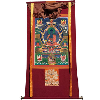 Bhaisajyaguru - Medicine Buddha - Tibetan thangka painting, view 7