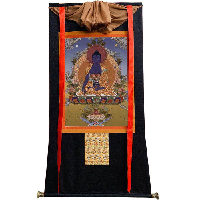 Bhaisajyaguru - Medicine Buddha - Tibetan thangka painting, view 8