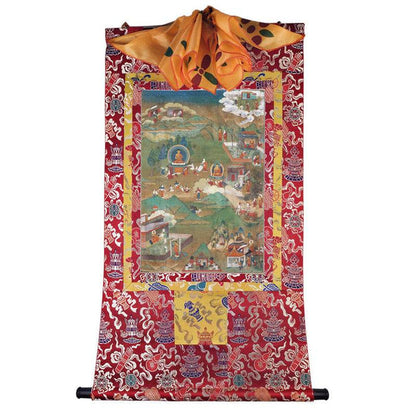 Biography of Shakyamuni Image - Tibetan thangka painting, view 7