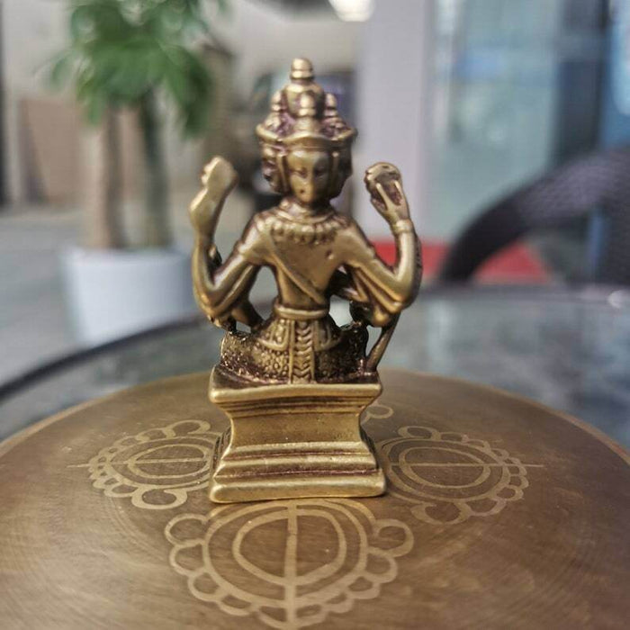 Brahma Statue,Made of Brass - Tibetan Buddhist statue, close-up detail
