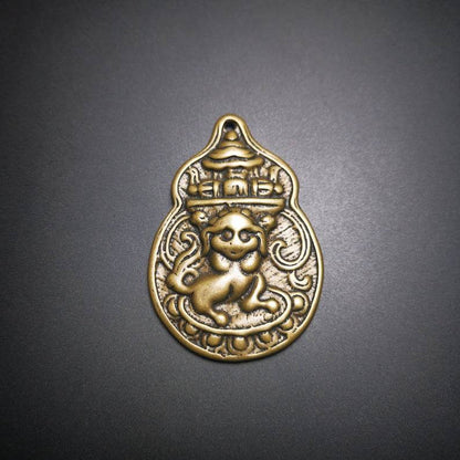 Buddhist Protective Pendant,Snow Lion Amulet Badge - Tibetan Buddhist amulet, view 4