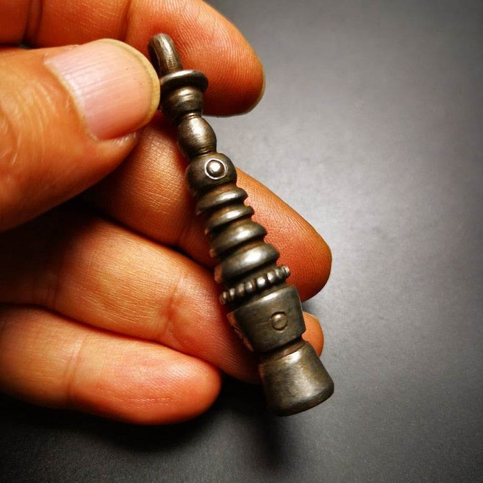 Buddhist Ritual,Stupa,Pagoda,Buddhist Tower Amulet Pendant,Made of Cold Iron - Tibetan Buddhist amulet, view 5