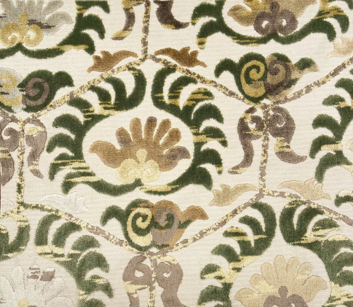 BUKHARA - DAMASK CUT VELVET UPHOLSTERY FABRIC BY THE YARD