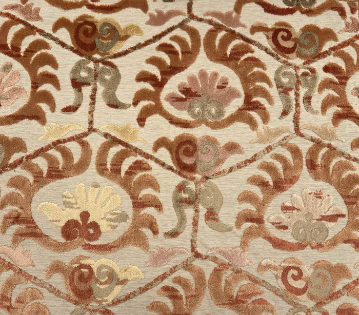 BUKHARA - DAMASK CUT VELVET UPHOLSTERY FABRIC BY THE YARD