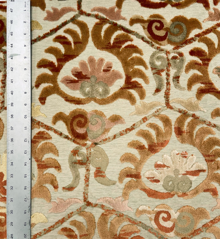BUKHARA - DAMASK CUT VELVET UPHOLSTERY FABRIC BY THE YARD