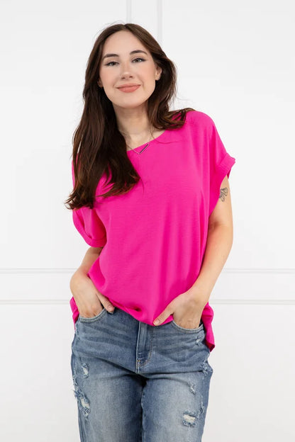 Cool Comfort Women's Versatile Cuffed Short Sleeves Top