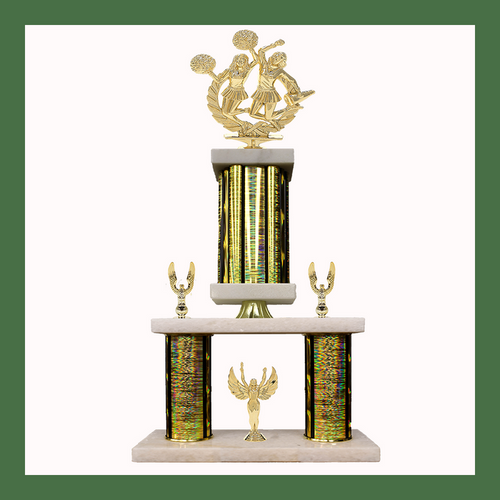 Cheerleading Marble Mini Two Poster Pedestal Trophy