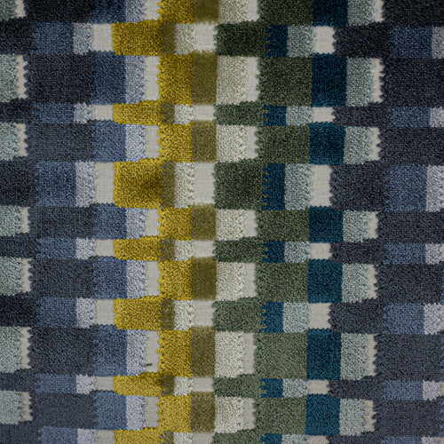 CUADRO - MULTICOLOR GEOMETRIC CUT VELVET UPHOLSTERY FABRIC BY THE YARD
