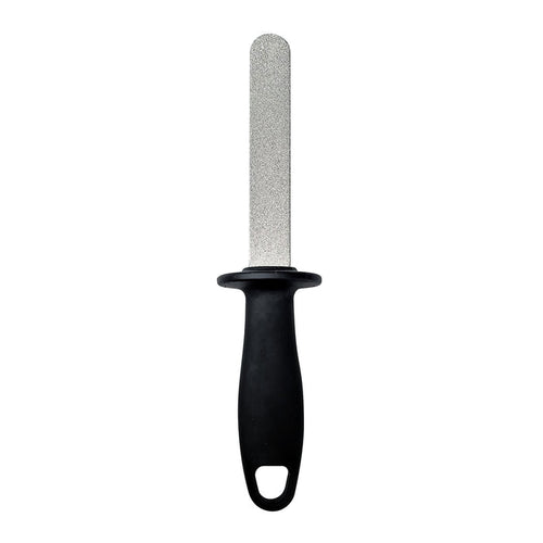 top view of double side diamond file blade sharpener with rubberized handle