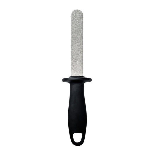 top view of double side diamond file blade sharpener with rubberized handle