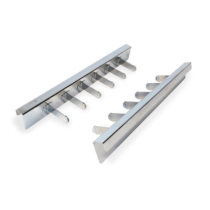 Two steel bars that sit on a fryers edge with skewer clips.