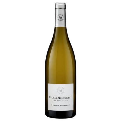 Bottle of Puligny-Montrachet wine with a pre-order label for Burgundy 2024 on a white background