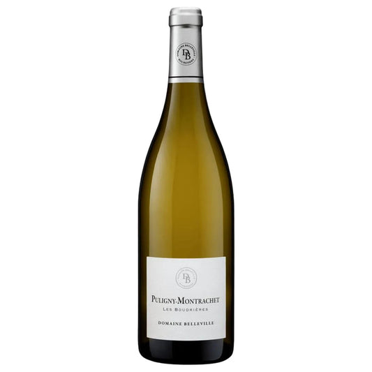 Bottle of Puligny-Montrachet wine with a pre-order label for Burgundy 2024 on a white background