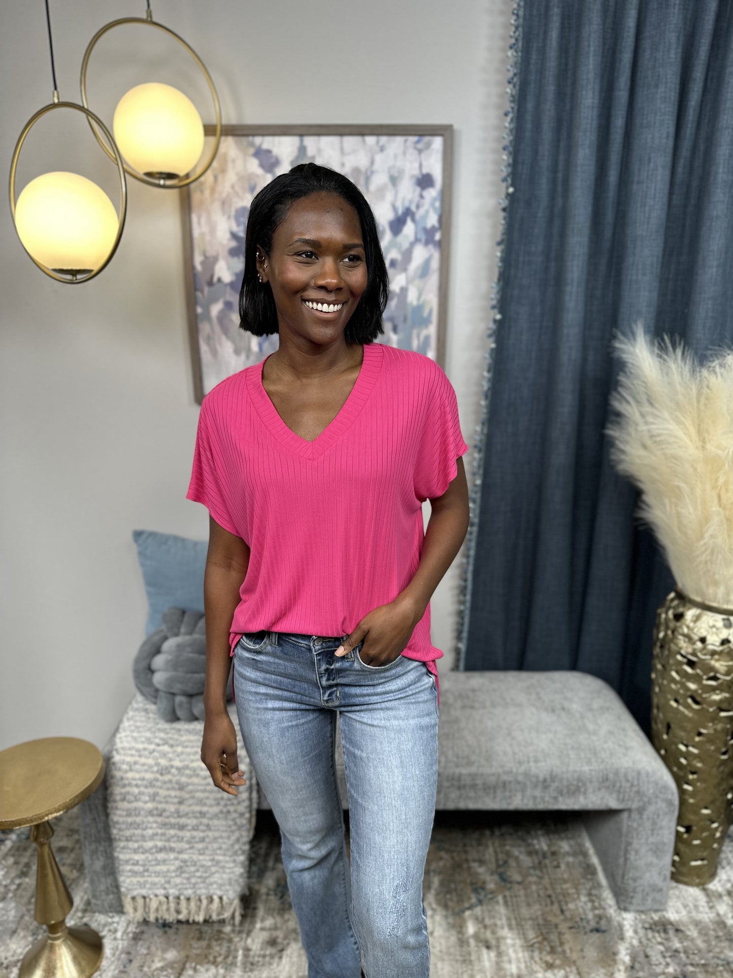 My Favorite Part Women's Hi-Lo Ribbed Knit Top