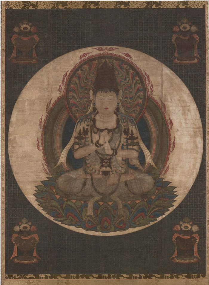 Ekaksara-usnisacakra - Tibetan thangka painting, front view