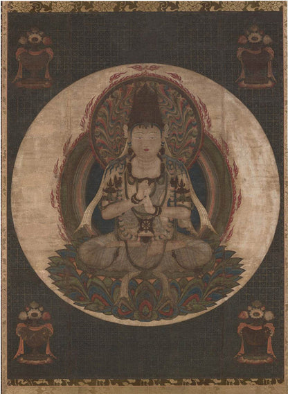 Ekaksara-usnisacakra - Tibetan thangka painting, front view
