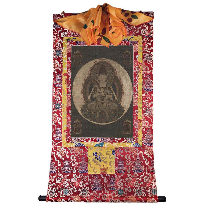 Ekaksara-usnisacakra - Tibetan thangka painting, detailed view