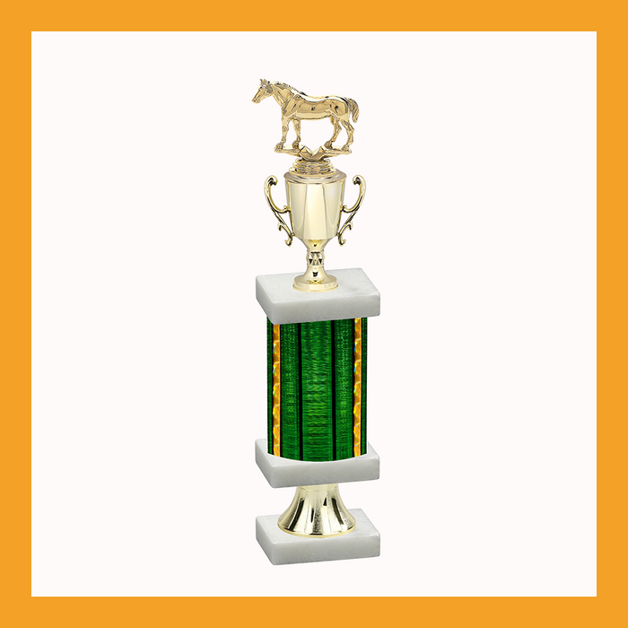 Equestrian Column Pedestal Trophy With Cup