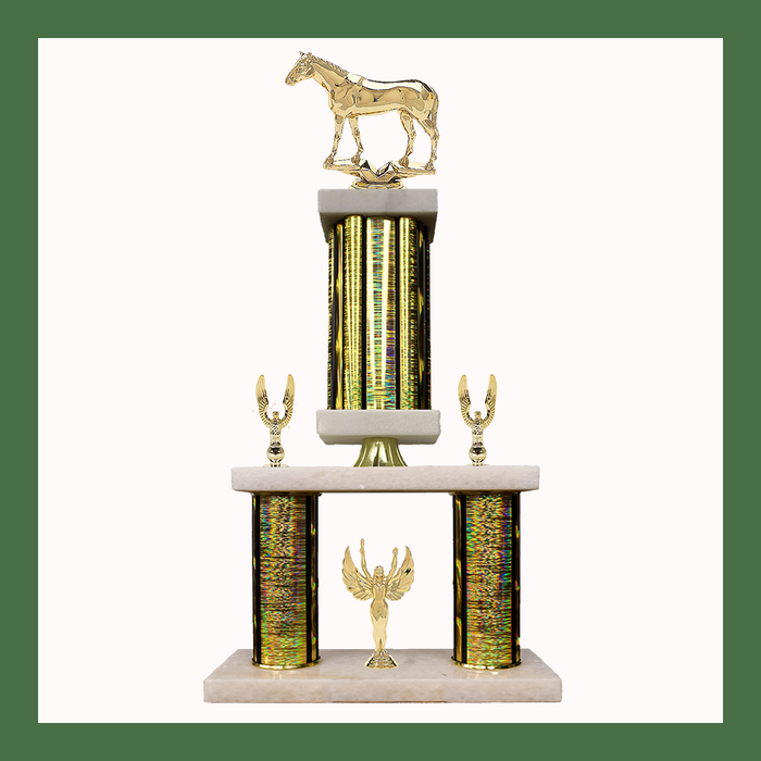Equestrian Marble Mini Two Poster Pedestal Trophy