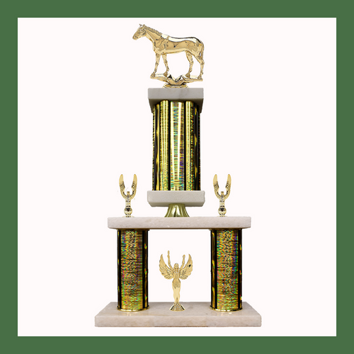 Equestrian Marble Mini Two Poster Pedestal Trophy