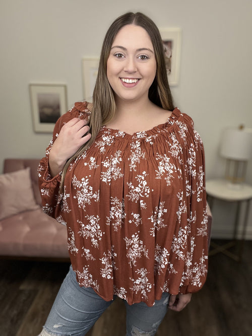Pretty Little Girl Women's Floral Flowy Long Sleeve Top
