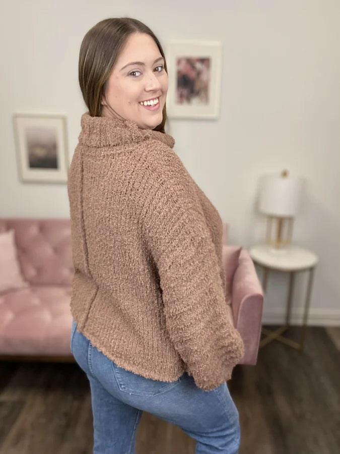 Too Cozy For You Women's Turtle Neck Bubble Sleeve Sweater