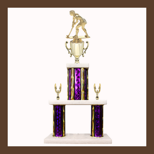 Field Hockey Marble Mini Two Poster Trophy With Cup
