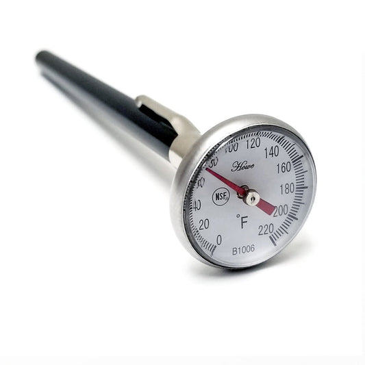 Temperature dial at the top of steel bar enclosed in a black case.