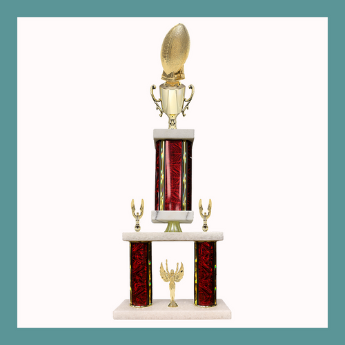 Football Marble Mini Two Poster Pedestal Trophy With Cup