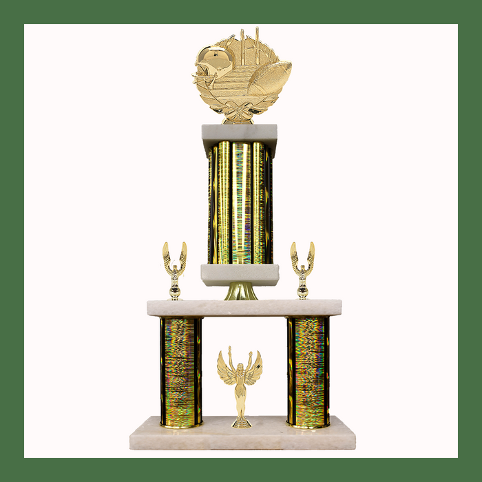 Football Marble Mini Two Poster Pedestal Trophy