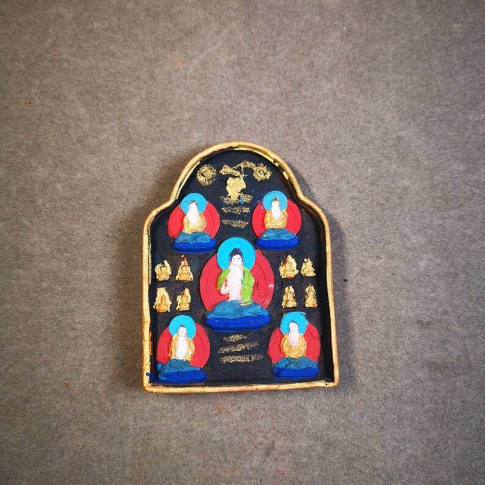 Gandhanra Painted Tibetan Tsa Tsa Mold Statue,Five Dhyani Buddhas - Tibetan Buddhist statue, view 6
