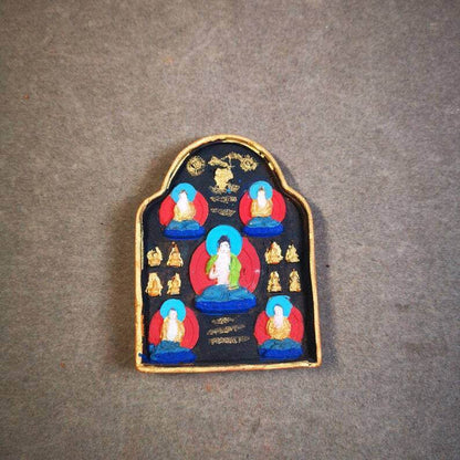 Gandhanra Painted Tibetan Tsa Tsa Mold Statue,Five Dhyani Buddhas - Tibetan Buddhist statue, view 6
