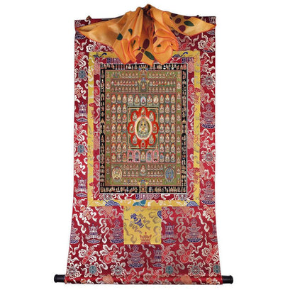 Garbha-dhatu-mandala - Tibetan thangka painting, detailed view