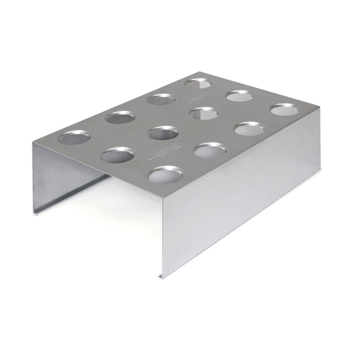 Stainless steel rectangle waffle cone or ice cream cone holder. 12 holes cut out of the top.