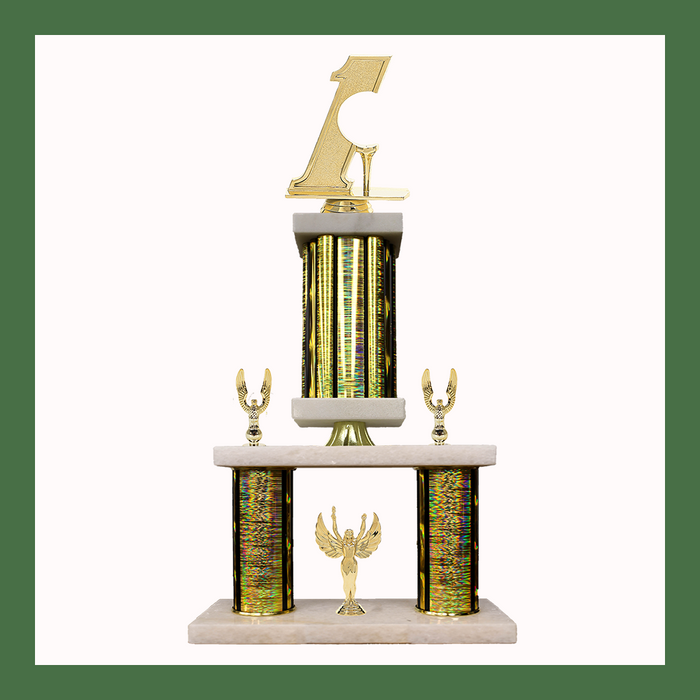 Golf Marble Mini Two Poster Pedestal Trophy
