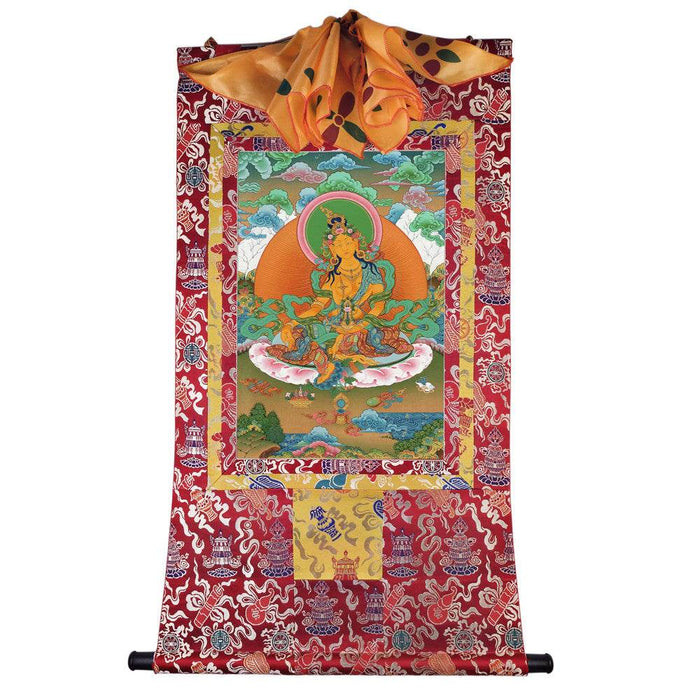 Green Tara - Tibetan thangka painting, detailed view
