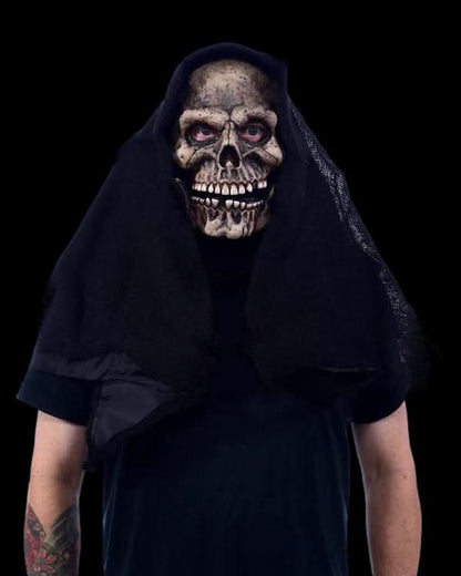 Grim Reaper Halloween mask with skull face, visible eye openings, and expressive latex detail