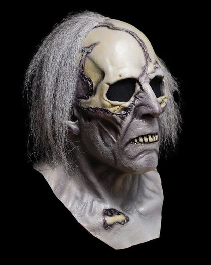 Grimsdyke Halloween Mask side view showing stringy hair, pale face, and realistic horror detail