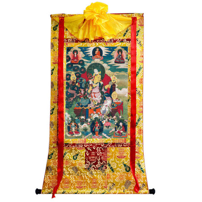 2769-唐卡-HBMT-073莲师-莲花王藏东宁玛派绢本53 - Tibetan thangka painting, close-up detail